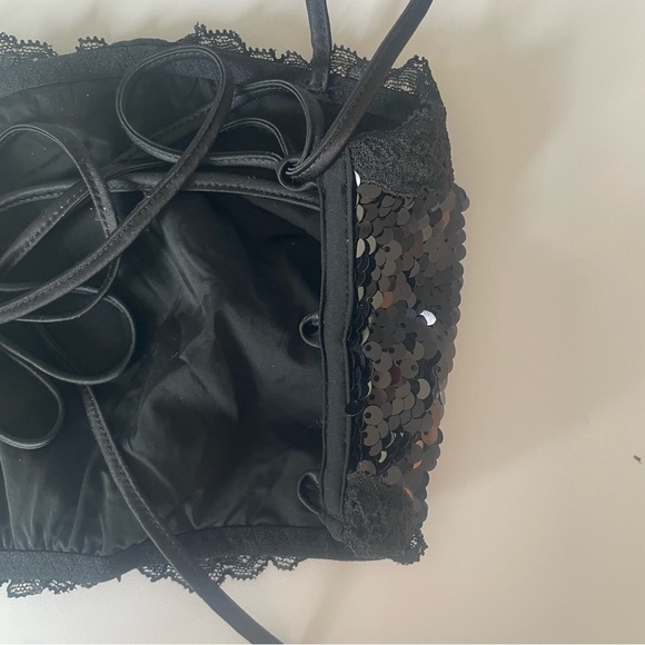 New! Victorias Secret sequin lace up bandeau black y2k style 20118 - Picture 8 of 12